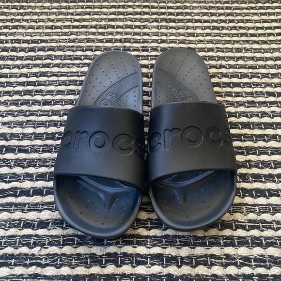 🌿Crocs Black Classic Unisex Slides Sandals Men 10 Women 12 - Picture 1 of 7